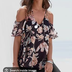 Rouge Black and Pink  Floral Blouse